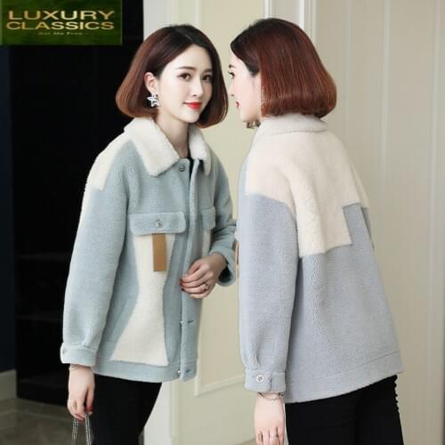 Female Real Fur Coat Elegant Short Sheep Shearing Jacket Women Clothes 2021 Korean Vintage 100% Wool Fur Tops Hiver 0361