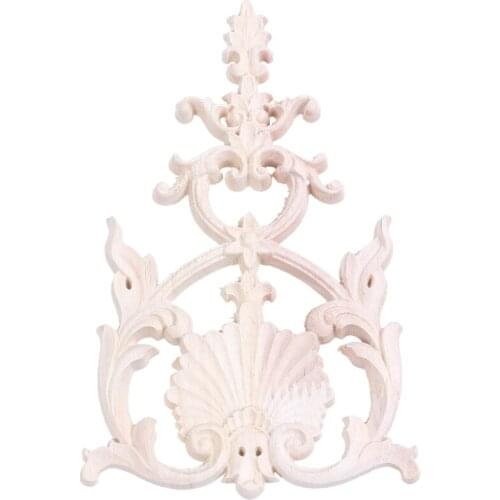 1X Rubber Wood Carved Applique Vintage Furniture Craft Decor