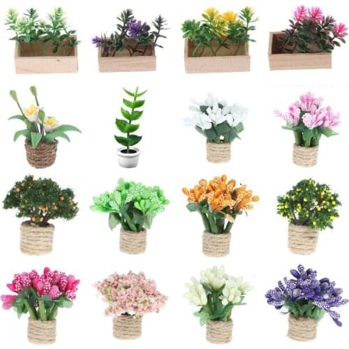 1pc Doll House Furniture Simulation Potted Plants Dollhouse Miniature Home Decor Mini Tree Potted For Green Plant