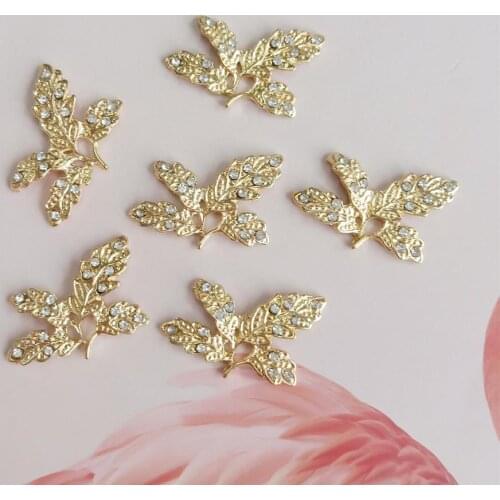 10 pcs/lot DIY Creative Alloy Choker Leaf Rhinestone Buttons-Ornaments Earrings Jewelry Wedding Rhinestone Heart Buckle button