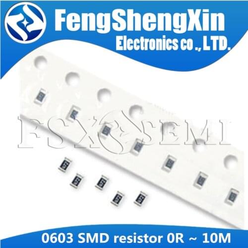 100pcs/lot 0603 SMD resistor 0R ~ 10M 1/10W 0 1 10 100 150 220 330 ohm 1K 2.2K 10K 100K 0R 1R 10R 100R 150R 220R 330R