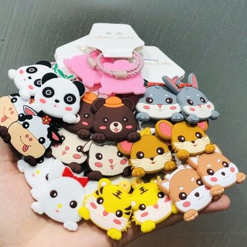 2Pcs/set Animals Panda Cat Hair Accessories Children Rubber Bands Scrunchies Elastic Hair Bands Girls Headwear Decorations Ties