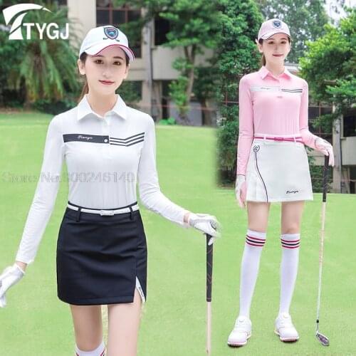 2021 New Golf Long Sleeves Shirts For Women Spring Summer Quick Dry Sports Shirts Ladies Breathable Slim Golf Tops 3 Colors