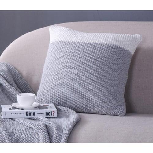 45*45cm grey white wool knitted cushion cover for backrest sofa warm wool pillow cover decorative throw pillowcase household
