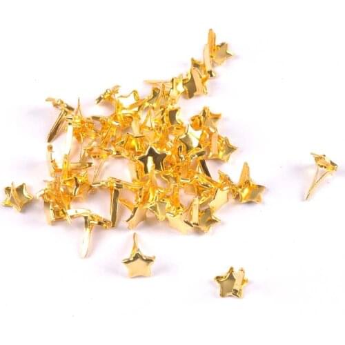 50pcs 8x11mm Golden Star Brads Scrapbooking Embellishment Fastener Brads Metal Crafts For DIY Accessories Shoes Decoration c2403