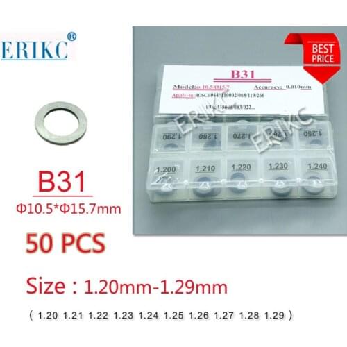 50PCS ERIKC B31Diesel Injector Nozzle Washer Fuel Injection Shim Kits Different Types Injector Gasket 1.20mm-1.29mm for injector