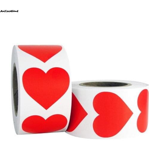 500 Pcs/roll Colorful Heart Shaped Stickers Adhesive Labels For Kids Gift Toys Stickers Package Seal Labels School Supplies