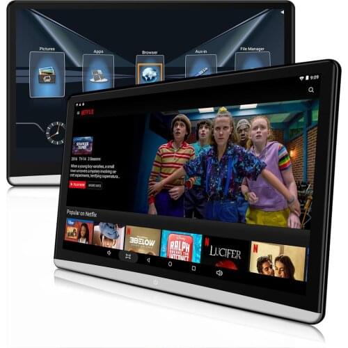 12.5" Dual Android 8.1 Car Headrest TV Monitor with WiFi Tablets 4K Video Player Touch Screen Bluetooth/FM/HDMI In/Out/AV In