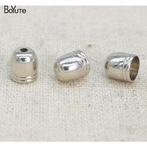 BoYuTe (100 Pieces/Lot) 5*4 MM 2.9MM Hole White K Plated Tassel End Caps Factory Direct Sale DIY Jewelry Accessories