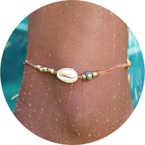 New style Anklet creative simple single shell woven rice bead Anklet