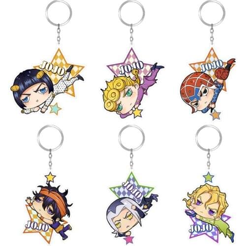 Bsarai JoJos Bizarre Adventure Golden Wind Giorno Giovanna Bruno Bucciarati Leone Abbacchio Guido Mista Cosplay Key Chain