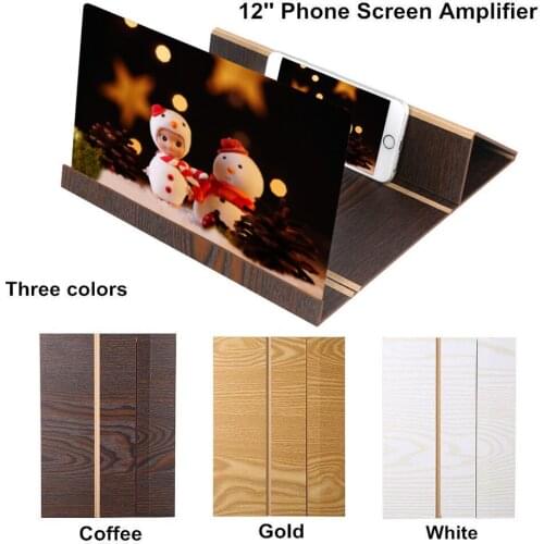 CARPRIE 3D Screen Amplifier Mobile Phone Screen Video Magnifier For Cell Phone Smartphone 12In Desktop Wood Bracket Phone Stand
