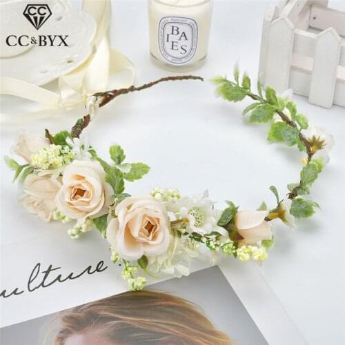 CC Floral Crown Tiara Hairbands Wedding Hair Accessories For Women Bridal Girl Vacation Bohemian Style 100% Handmade Travel at16