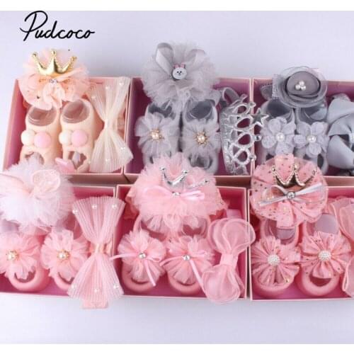 Princess Baby Accessories + Socks 3Pcs Kids Newborn Baby Cartoon Socks Anti-slip Sock Shoes Boots Bowknots Floor Slipper Socks