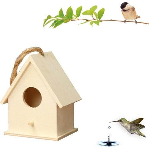 DIY Wooden Bird House Nest Handmade Eco-friendly Bird Nest Cage Outdoor Birdhouse Garden Yard Hanging Decoration Crafts 20Arl17