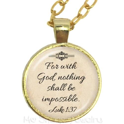 For With God Nothing Shall Be Impossible Glass Choker Necklace Gift For Friends A Lot Of Motivating Necklaces Can Choice