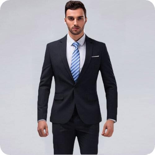 Formal Business Black Men Suits Wedding 2 Piece Jacket Pants Slim Fit Best Man Blazer Prom Wear Groom Tuxedo Ternos