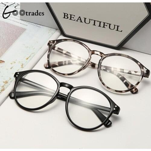 Gootrades Black Leopard Print Round Frame Eyeglasses Anti Blue Light Radiation Myopia Glasses Unisex Optical Eyewear -1.0~-4.0