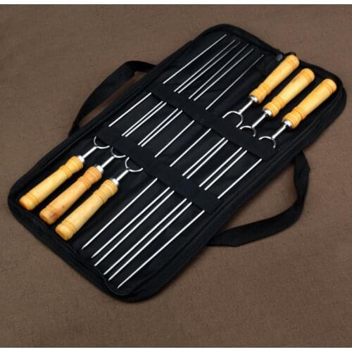 6/12pcs Stainless Steel U-Shaped Barbecue Brazing Fork Needle Grilling Skewers Double Prong BBQ Tools skewer bbq accessories