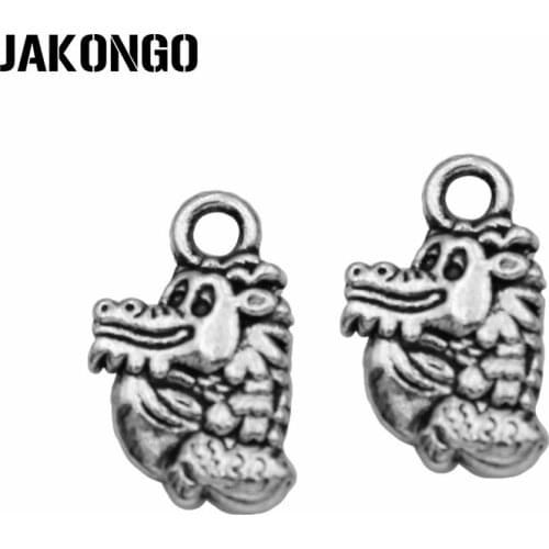JAKONGO Antique Silver Plated Crocodile Charms Pendant for Jewelry Making Bracelet Accessories DIY Handmade 14x9mm 25PCS/lot