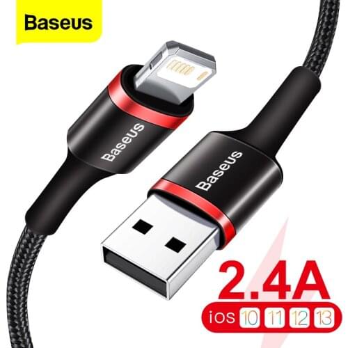 Baseus USB Cable For iPhone 12 11 Pro XS Max X XR 8 7 6 6s Plus 5s SE 3M Fast Charging Charger Wire Data Cord Mobile Phone Cable
