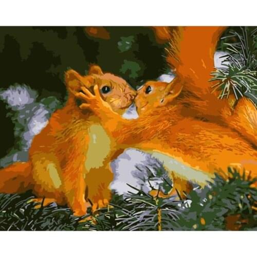 Love golden squirrel Animal DIY Drawing Painting by Numbers Lage Size Picture on Wall Decoration Children Gift 40x50 50x65cm