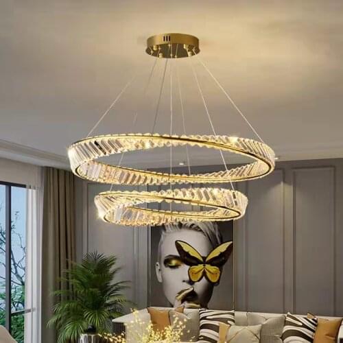 Rings chandelier for living room bedroom designer home decor crystal lamp gold hanging light fixtures round dining lighting