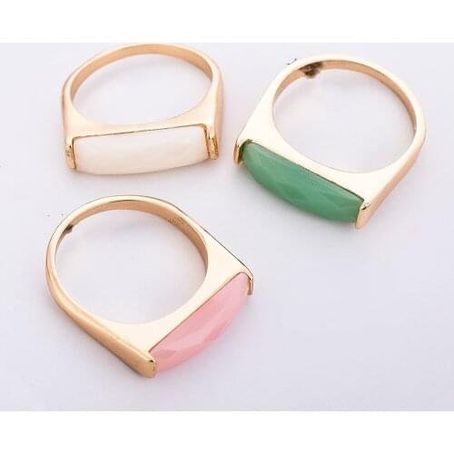 3pcs Fashion Women Yellow Gold Plated Imitation Opal Rings for Wedding Engagement Promise Ring Jewelry