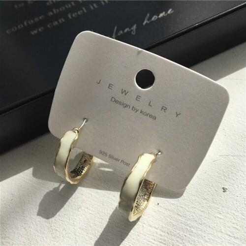 Korean C Shape Earrings Simple Red Green White Color Women Earring Fashion Charm Trendy Jewelry Gift
