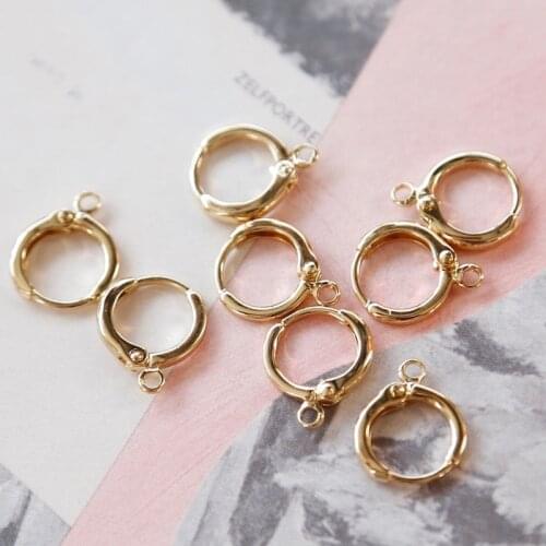 18k real gold plated French small hoop earrings accessories, homemade jewelry handmade diy retro hand-made materials
