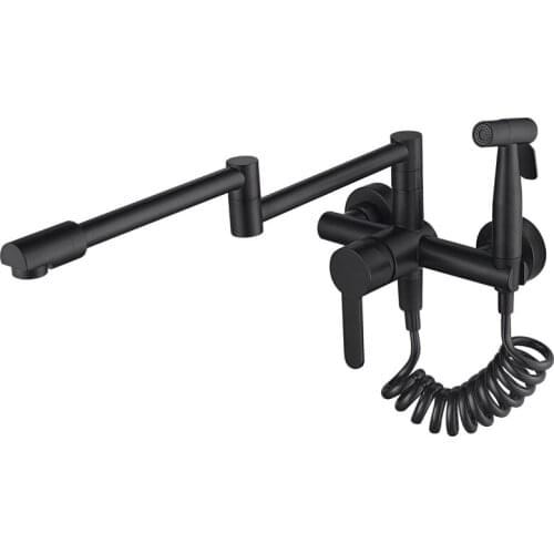 Copper concealed hot and cold basin kitchen faucet foldable, lengthened and stretched universal rotating balcony faucet