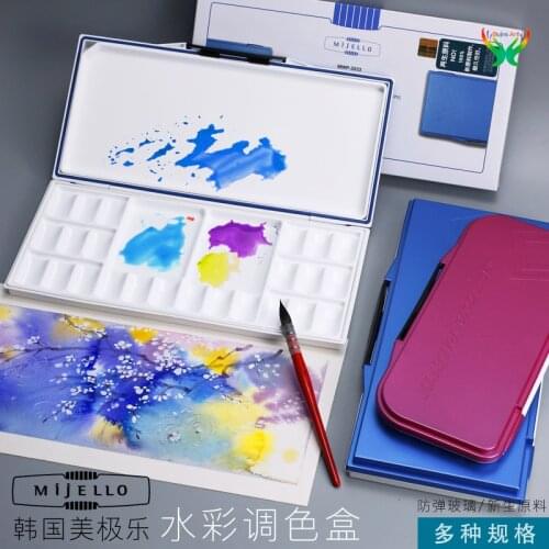 Mijello Watercolor Paint Humidor 18/40 Grids Portable Paint Trays for Painter Painting Creation special color plate