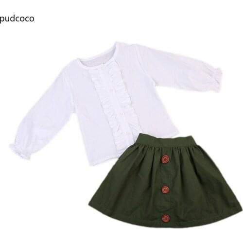 Sweet Girls 2pcs Princess Outfits Clothes Set Infant Baby Girls White Tops Long Sleeve T-shirt Skirts Children Clothing Set 1-5Y