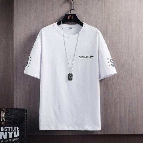 TEHEZAD 2021 Fashion New Summer Boys Short-Sleeved T-Shirt Male Letters Printing Student Half-Sleeved Korean Five-Point Sleeves
