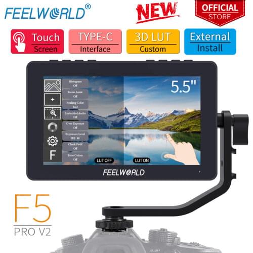 FEELWORLD F5 Pro V2 5.5 Inch on DSLR Camera Field Monitor Touch Screen 3D LUT FHD1920 1080 4K HDMI Video Focus Assist for Gimbal