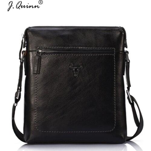 J.Quinn Male Messenger Shoulder Bags Genuine Leather Vintage Men Business Handbags Quality Oil Wax Cowhide Crossbody Bag 2017