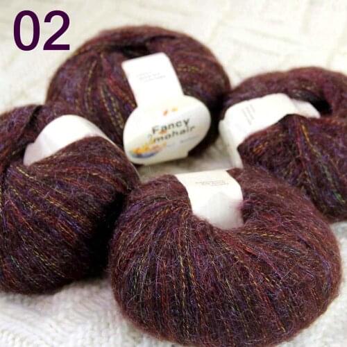 NEW Luxurious Soft 4balls*50g Crocheting & Knitting MOHAIR wool hand Yarn Knitting Rainbow Chocolate 823-02-4
