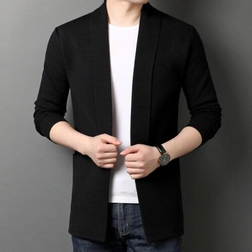 New Fashion Cardigan Sweater Men Autumn Solid Color Sweatercoat British Style Slim Fit Men Knitwear Sweaters Men Clothing
