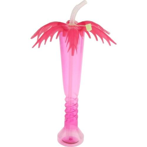Palm Tree Luau Yard Cups with Straw Cap - for Margaritas, Cold Drinks, Kids Party Supplies