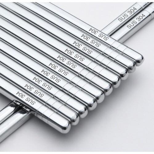 Stainless Steel Chopsticks Scald And Anti Slip Square Household Chinese Laser Gift Tableware