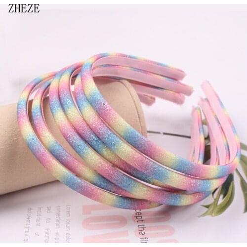 2Pcs/Lot Candy Color Glitter Girls Hairband Children Party Headwear Fashion Headband Kids DIY Hair Accessories