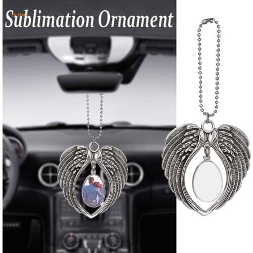Angel Wing Sublimation Blank Pendant Heat Transfer Double-sided Printing Car Hanging Ornaments for Auto Home Decor J78F