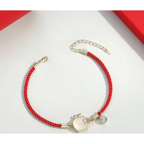 Adjustable Creative Apple Red Rope Bracelet Christmas New Year Birthday Gift Bracelet Women Men Handmade Charm Bracelet