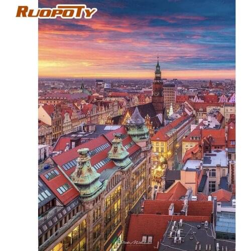 RUOPOTY DIY Coloring By Numbers High House Paint By Numbers Picture On Canvas Acrylic paints Home Decor Gift