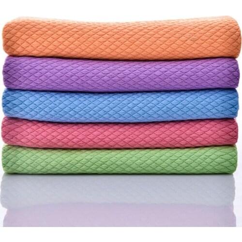 Wave Pattern Fish Scale Cloth Rag 30x40cm Water Absorbable Glass Kitchen Cleaning Cloth Wipes for Table Window PAK