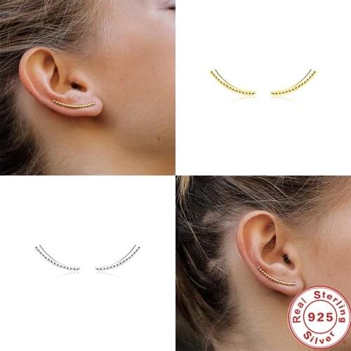 Single Row Round Bead Earrings For Women 925 Sterling Silver Piercing Stud Earrings Pendientes Plata Jewelry 2021 Trend brincos
