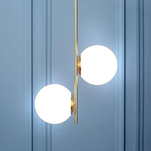 Huitong Nordic magic bean chandelier glass ball 2 heads gold ins bedroom bedside modern simple personality stair lamp