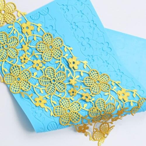 Plum Flowers Border Mould Lace Mat Silicone Mold Fondant Cake Decorating Tool Chocolate Gumpastes Sugarcraft Forms Bakeware