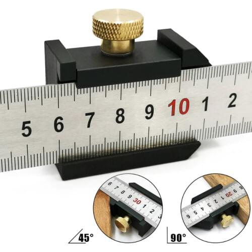 Carpentry DIY Woodworking Angle Scriber Steel Ruler Positioning Block Line Scriber Gauge Aluminum Alloy For Measuring Tools