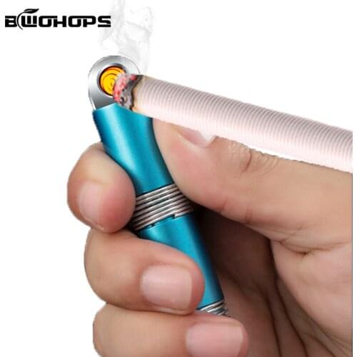 LED Lighter Portable Mini Night Flashlight Charging Flameless Windproof Pocket Gadget Cylinder USB Mini Cigarettes Accessories